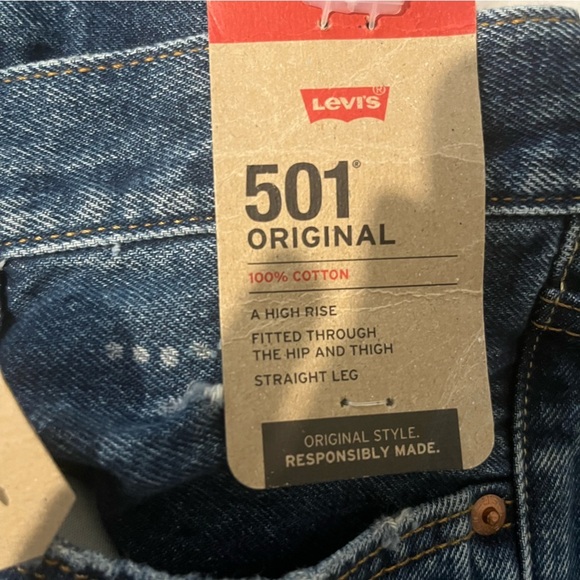 NWT Levi’s Women Original 501 High Waisted Straight Leg Distressed Jeans 28/30 - Picture 9 of 10